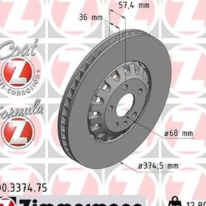 Zimmermann Front Brake Disc - Part No: 100.3374.75
